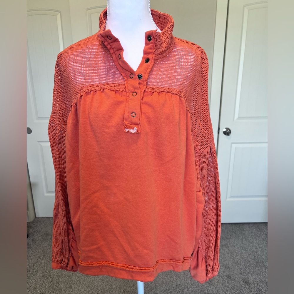 Urban Outfitters Out from Under Orange Sweatshirt Mesh Accents Oversized Small